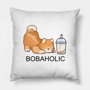 Cute Little Bobaholic Shiba! Pillow