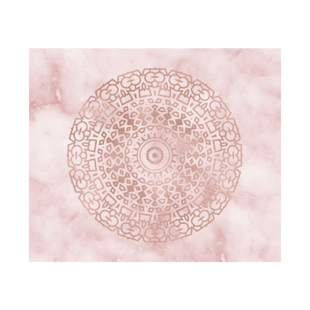 Misty pink marble rose gold mandala by marbleco