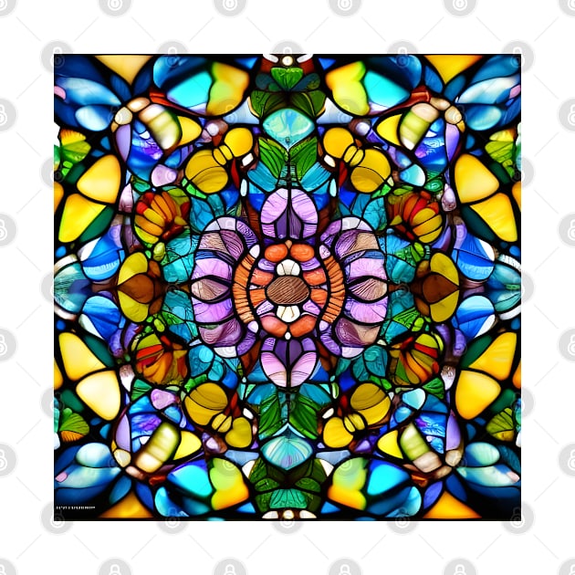 Stained Glass Abstract Rose Mandala by Chance Two Designs