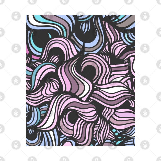 Mystic Waves | Abstract Art | Blue | Pink | Black | Vintage by DesignsbyZazz