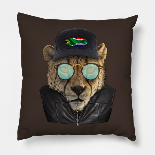 Wildlife Cheetah-dressed up joke Pillow by Just Kidding by Nadine May