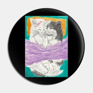 Cute baby kittens cat watercolor painting Pin