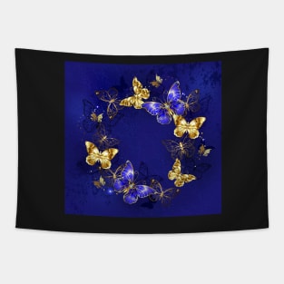 Round Dance of Sapphire Butterflies Tapestry