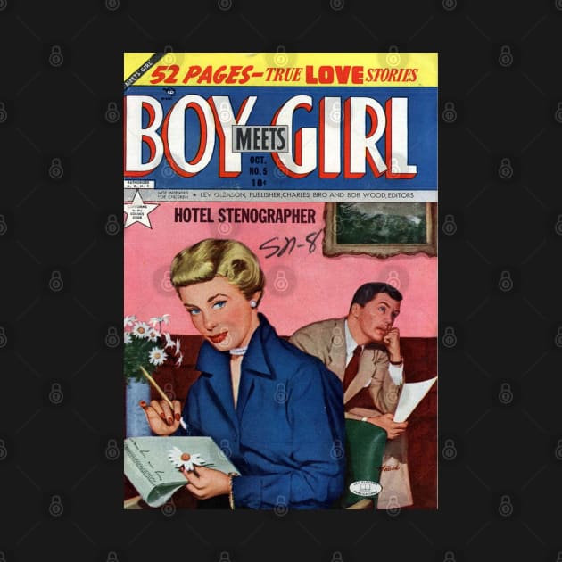 Vintage Romance Comic Book Cover - Boy Meets Girl by Slightly Unhinged