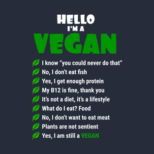 Hello I'm Vegan T-Shirt