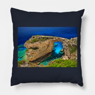 The rocky arch of Trypitos - Paxos island Pillow