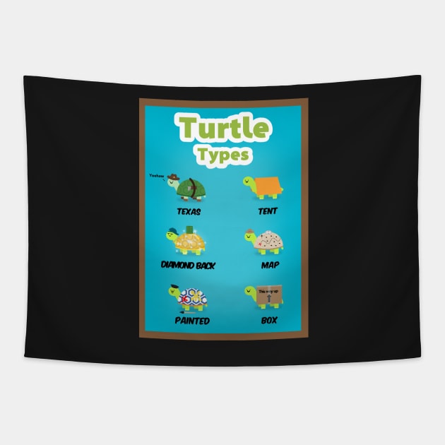 Turtle types version 1/2 Tapestry by MangoStudio