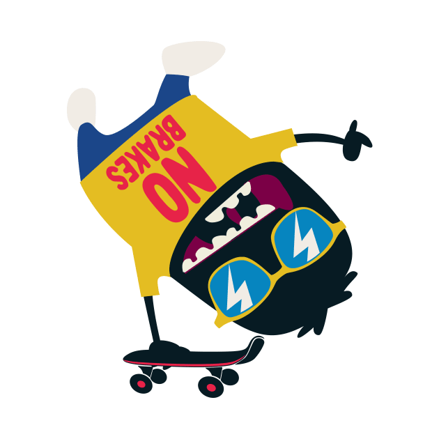 Crazy Skater Monster T-Shirt Phone Case Tee Totebag T-Shirt by mertkaratay