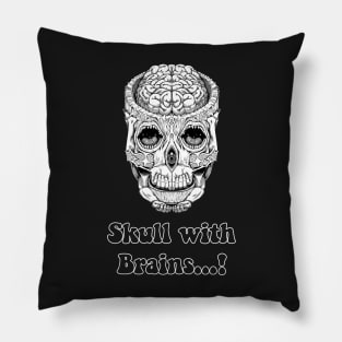 A Skull with BRAINS Pillow