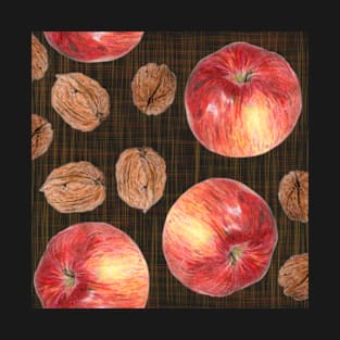 Autumn fruits: apples and walnuts dark T-Shirt