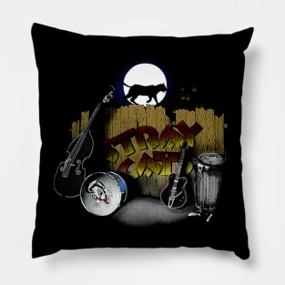 music rocker guitar cat punk vintage Pillow