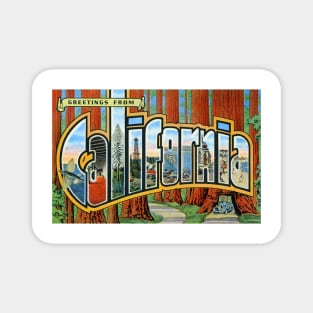 Greetings from California (Redwoods) - Vintage Large Letter Postcard Magnet