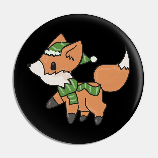 Cute Christmas Winter Fox/Wolf/Fuchs Animal Pin by Normo Apparel