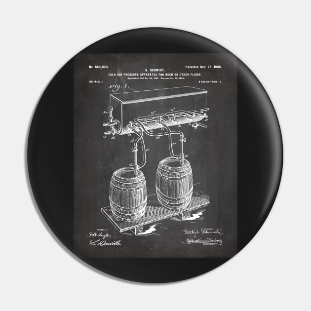 Beer Keg Patent - Home Brewer Craft Beer Art - Black Chalkboard Pin by patentpress