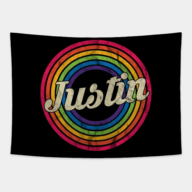 Justin - Retro Rainbow Faded-Style Tapestry by MaydenArt