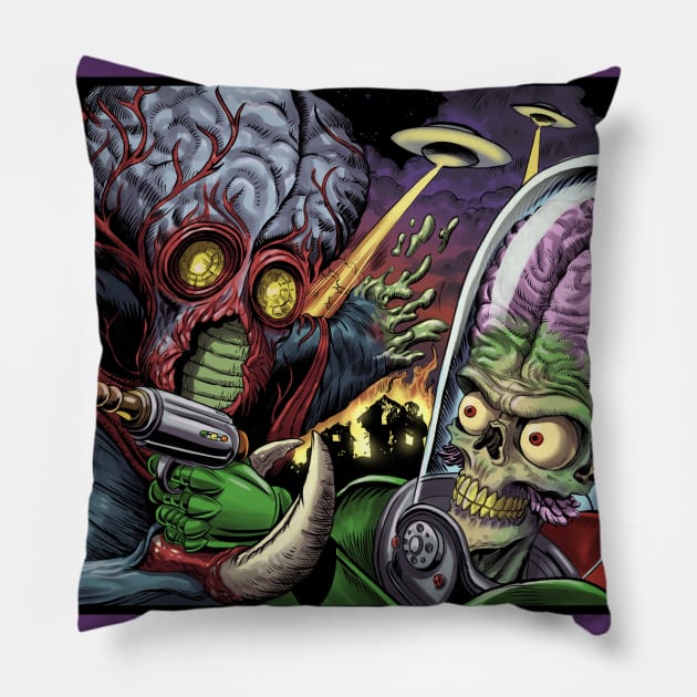 Mars Attacks This Island Earth Pillow by Himmelworks