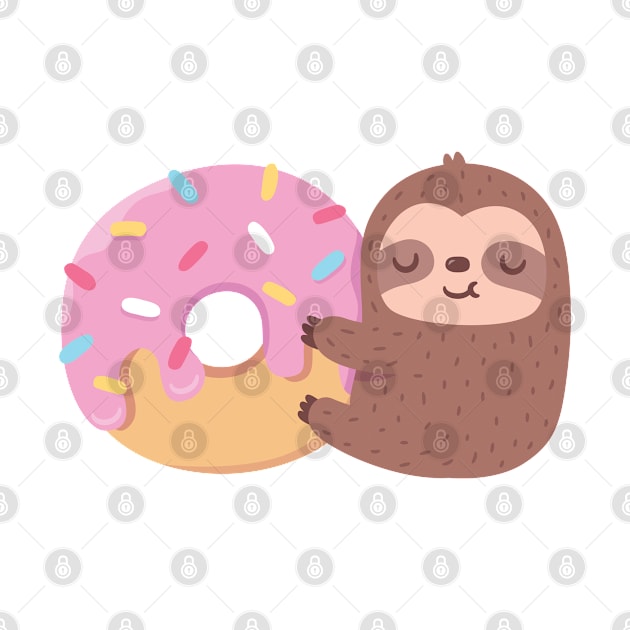 Cute Sloth Hugging Donut by rustydoodle