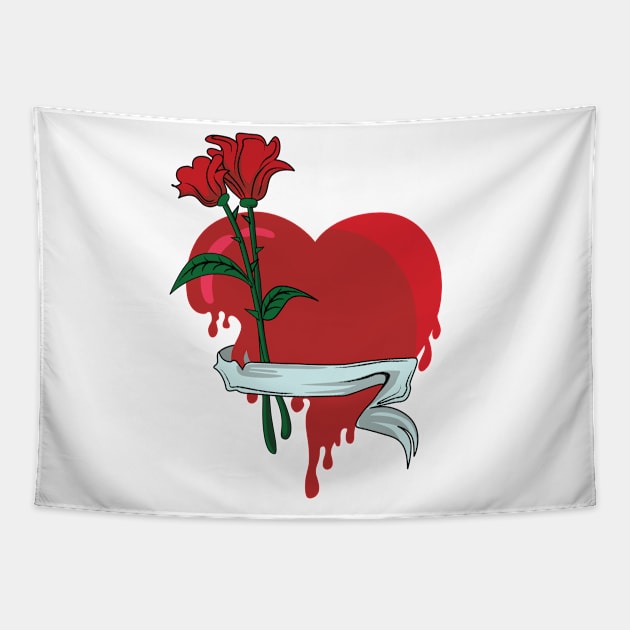 Rose Heart Flower Tapestry by ThyShirtProject - Affiliate