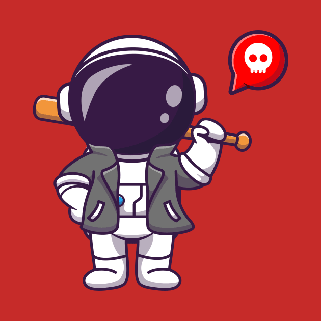 Cool Astronaut With Baseball Bat And Jacket Cartoon by Catalyst Labs