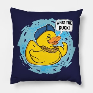 Funny Rubberduck "What The Duck" Pillow