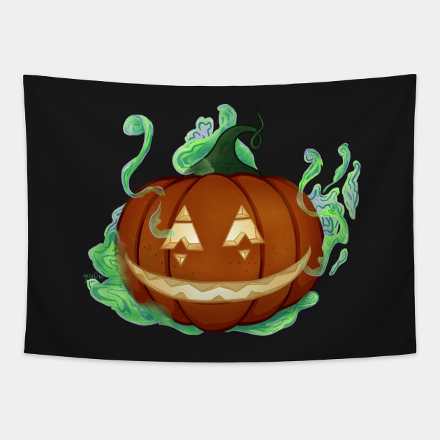 Halloween Jack o' Lantern Tapestry by Qur0w