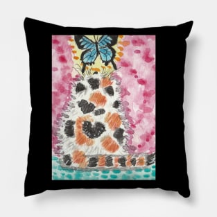 Calico kitten  art butterfly Pillow