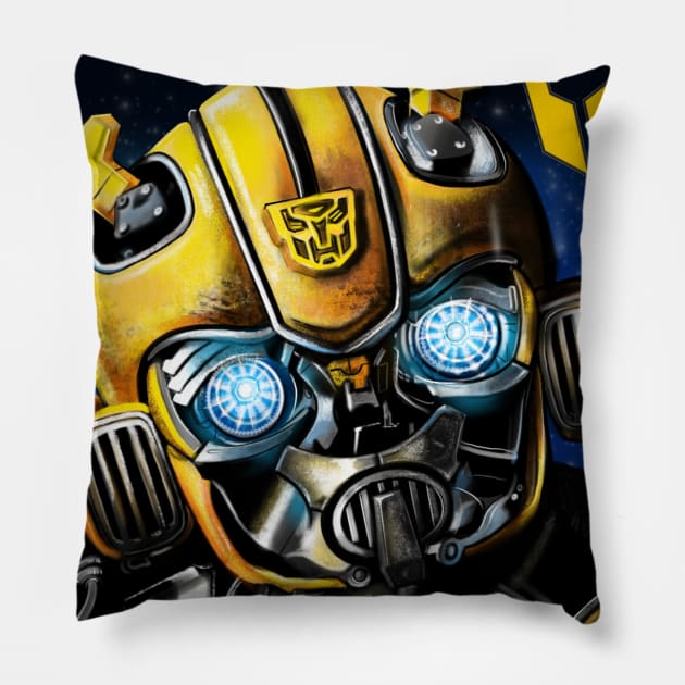 Bumblebee art Pillow by SAN ART STUDIO 