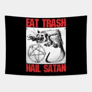 Black Metal Eat Trash Hail Satan Occult Aesthetic Pentagram Tapestry