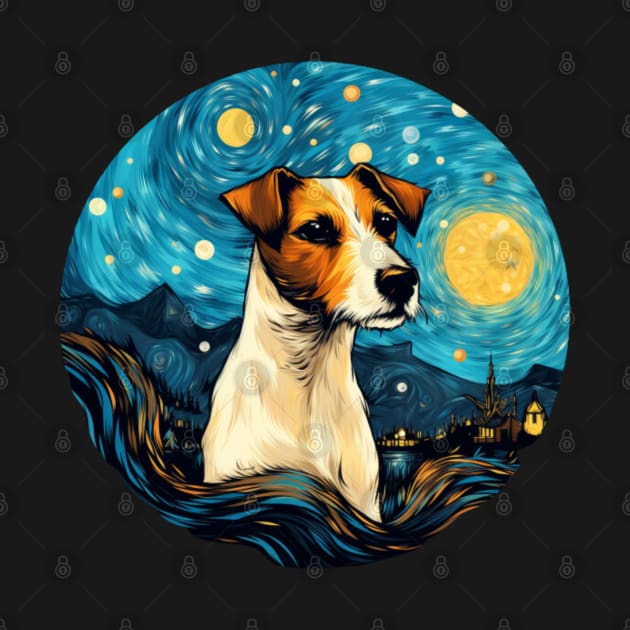 Jack Russell Terrier, van gogh style, starry night, Post-impressionism by Pattyld