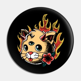 Devil Kitty Cat Tattoo Graphic Pin