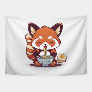 Kawaii Red Panda eating ramen Tapestry