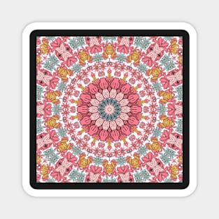 Flower and Hearts valentines and spring Kaleidoscope pattern (Seamless) 14 Magnet