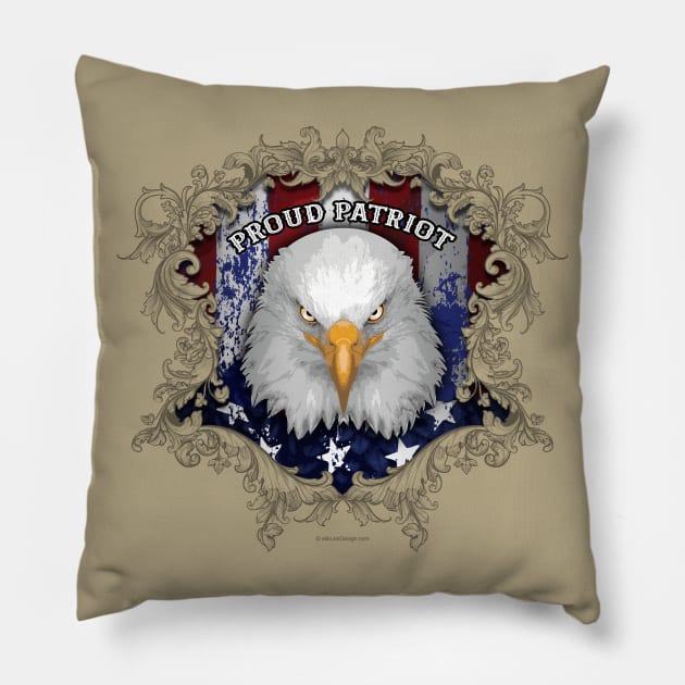 Proud American Patriot (USA) Pillow by eBrushDesign