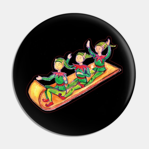 Elves on toboggan in gouache Pin by holidaystore