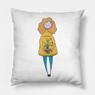 Girl with a plant Pillow