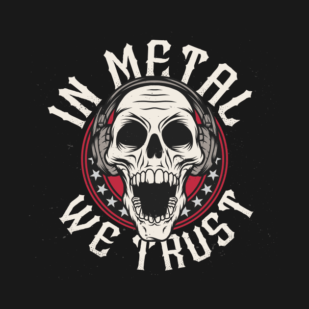 In Metal We Trust // Heavy Metal Skull with Headphones by SLAG_Creative