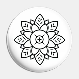 Flower Line Art Pattern Pin