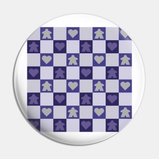 Purple Periwinkle Meeple Gingham Check | Game Night Picnic Checkerboard Pin