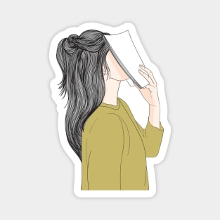 Woman Book Reader Nerd Girl Magnet