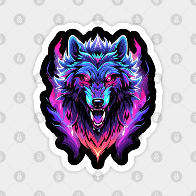 Full Moon Lone Aplha Blue Dire Wolf Magnet by RuftupDesigns