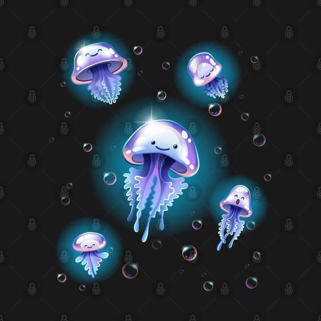 Cute jellyfish cartoon character design by tomodaging