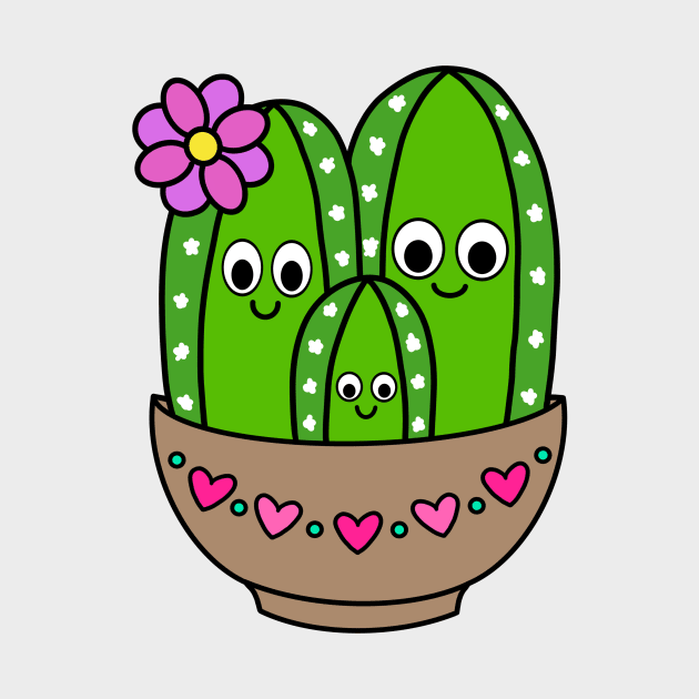 Cute Cactus Design #215: Cacti Bunch In Heart Bowl by DreamCactus