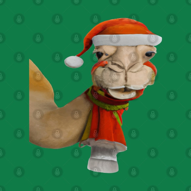 Adorable Cute Camel Wearing Santa Hat Christmas by taiche