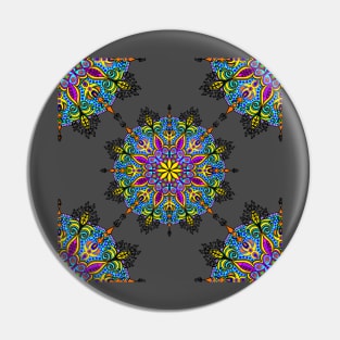 Kaleidoscopic geometrical ornament. Art. Pin