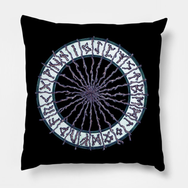 Elder Futhark Rune Wheel Pillow by NicoleWhelan