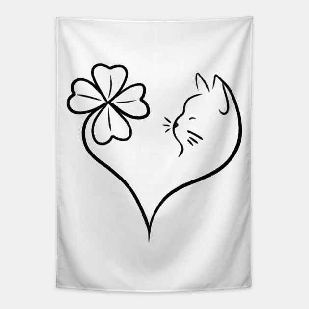 St Patrick's clover cat Tapestry by Smoky Lemon