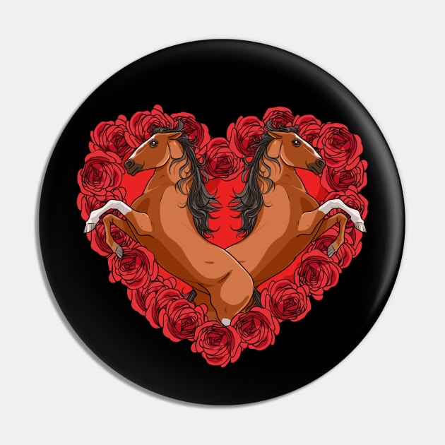 Irish Thoroughbred Horse Heart Roses Valentines Day Equestrian Pin by Noseking