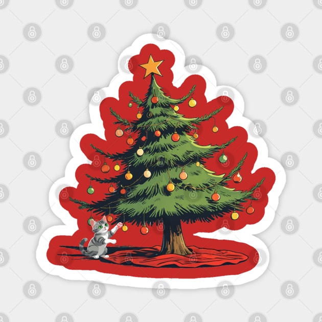Christmas Cat Magnet by faithfamilyhomedesigns