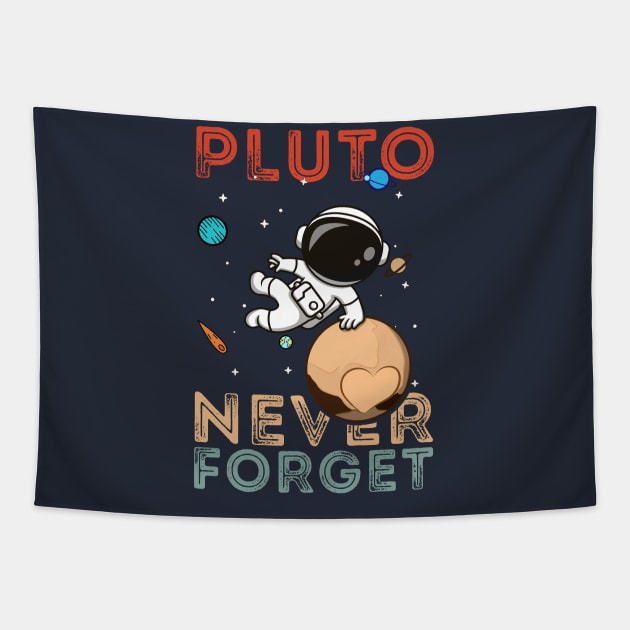 Pluto Never Forgets: Funny Astronaut Parkouring on Planet Pluto Tapestry by GrafiqueDynasty