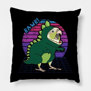 Aesthetic Vaporwave Dinosaur Cinnamon Conure Pillow